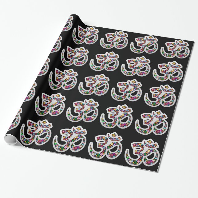 Papel De Presente Arte do Símbolo Floral Namaste (Desenrolado)