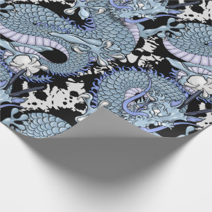 Papel De Presente Arte do tatuagem do dragão em roxo e em azul