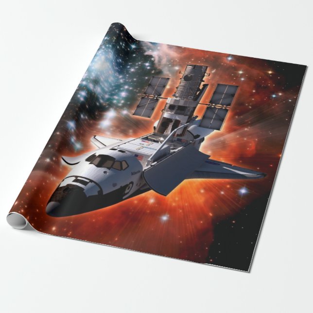 Papel De Presente Arte do Telescópio Espacial Atlantis Hubble (Desenrolado)