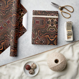 Papel De Presente Arte em Mosaico Laranja Ferrugem Marrom Escuro Ver