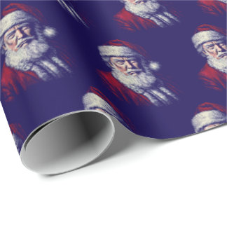 Papel De Presente Arte engraçada de Natal do rosto de Trump com chap