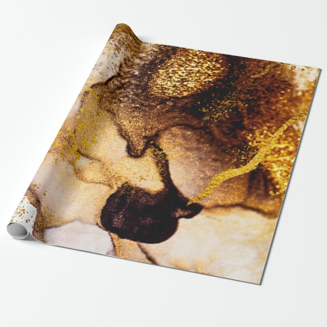 Papel De Presente Arte exótica. Ouro, design artístico. Pintor (Desenrolado)