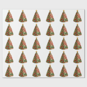 Papel De Presente Arte Festiva da Árvore de Natal