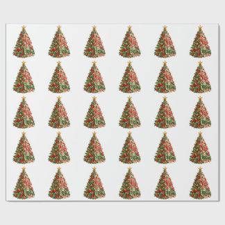 Papel De Presente Arte Festiva da Árvore de Natal