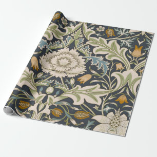 Papel De Presente Arte Floral Azul Marinho William Morris Severn