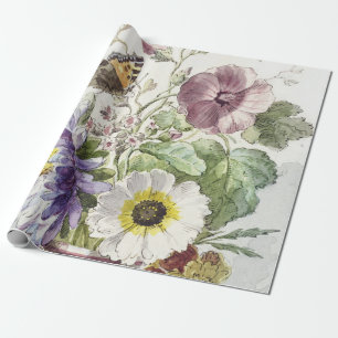 Papel De Presente Arte Floral de Borboleta Vintage de William van Le
