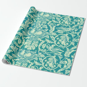 Papel De Presente Arte Floral de Pássaro Azul Rei William Morris