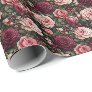 Papel De Presente Arte Floral de Rosa de Jardim de Luxo