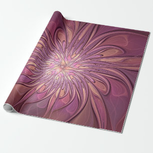 Papel De Presente Arte floral fractal moderno abstrato cores de frut