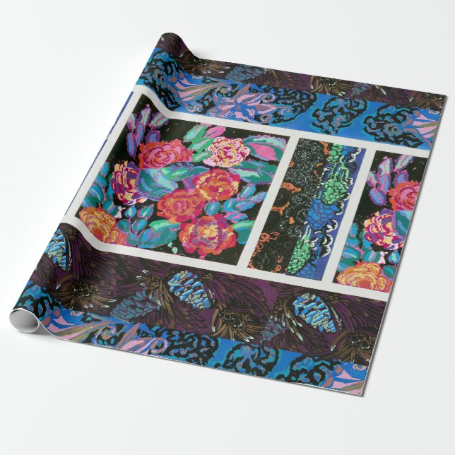 Papel De Presente Arte floral vintage (Desenrolado)