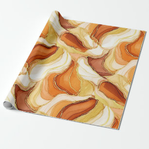 Papel De Presente Arte Fluida com Acento Dourado - Mármore Siena (11