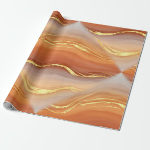 Papel De Presente Arte Fluida com Acento Dourado - Mármore Siena (9)