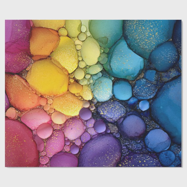 Papel De Presente Arte Fluida do Arco-Íris (Aberto)