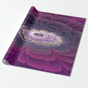Papel De Presente Arte Fractal Abstrata Colorida de Flor Marcante