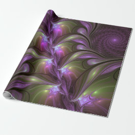 Papel De Presente Arte Fractal Abstrata Colorida Violeta Roxo Caqui