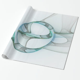 Papel De Presente Arte fractal abstrata moderna azul turquesa cinza