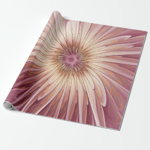 Papel De Presente Arte fractal de flor abstrata e tons de Borgonha