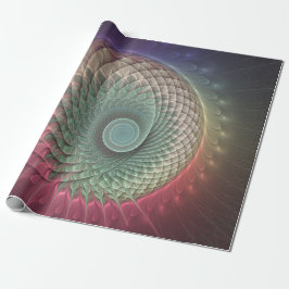 Papel De Presente Arte Fractal Moderna Colorida de Caracol Abstrato