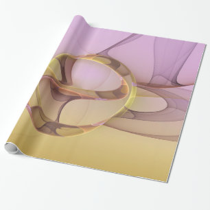 Papel De Presente Arte Fractal Rosa Dourado Moderno Abstrato