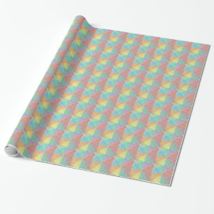 Papel De Presente Arte Geométrica de Triângulos em Aquarela de Cores