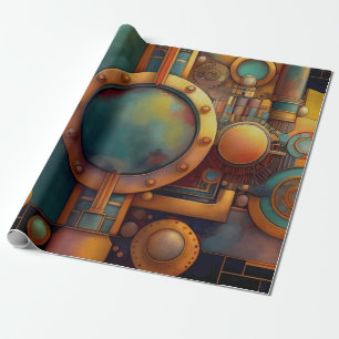 Papel De Presente Arte Geométrica Industrial Steampunk