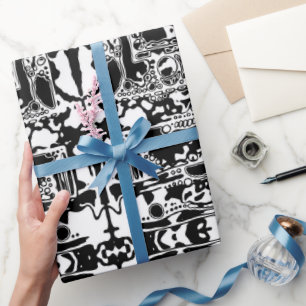 Papel De Presente Arte Geométrica Preta E Branca 25