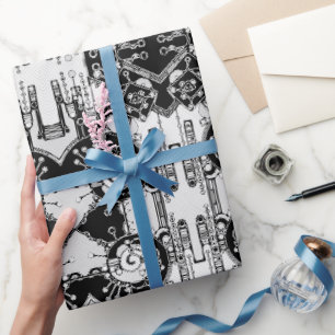 Papel De Presente Arte Geométrica Preta E Branca 4