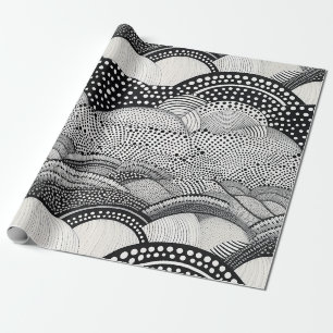 Papel De Presente Arte Geométrico Abstrato Preto e Branco (9)