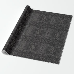 Papel De Presente Arte Gráfico Abstrato Preto e Cinza Design