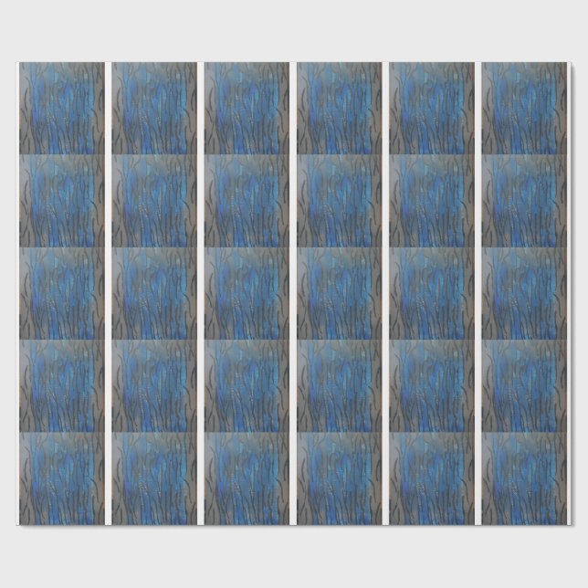 Papel De Presente Arte Linear Preto Azul Cinza  (Aberto)