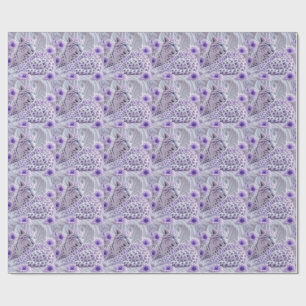 Papel De Presente Arte Majestosa de Leopardo Revestido de Joias Roxa