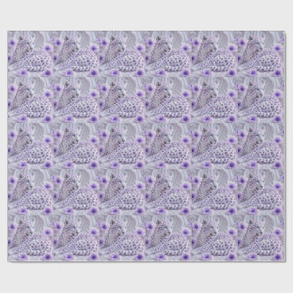 Papel De Presente Arte Majestosa de Leopardo Revestido de Joias Roxa