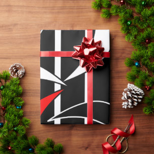 Papel De Presente Arte moderna, branca, vermelha