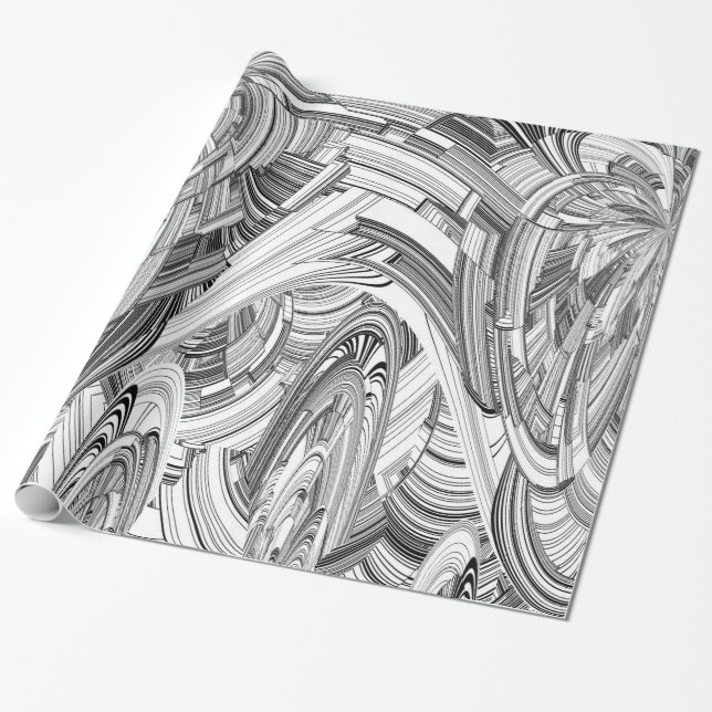 Papel De Presente Arte Moderna Criativa Preto e Branco (Desenrolado)
