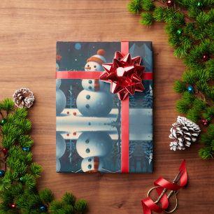 Papel De Presente Arte Natalina do Boneco de Neve Caprichoso