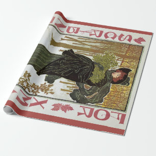 Papel De Presente Arte Novo de Natal Vintage Capa da Scribners 1895