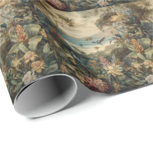 Papel De Presente Arte Paradisíaca Botânica Tropical Vintage Luxo