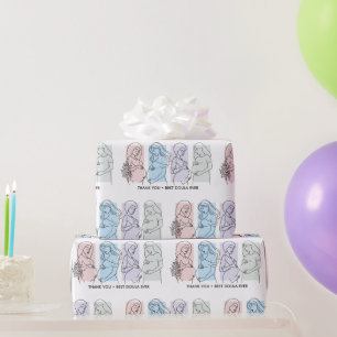 Papel De Presente Arte Personalizada em Linhas Pastel DOULA Autocuid