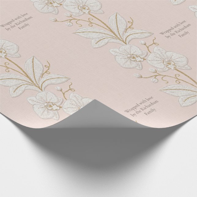 Papel De Presente Arte Pintada com Linha | Orquídea Marfim Personali (Ponta)