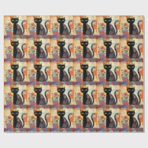 Papel De Presente Arte Popular de Gato Preto