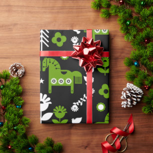 Papel De Presente Arte popular sobre cavalos escandinavos