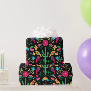 Papel De Presente Arte Popular Tradicional Mexicano Cores Vibrantes