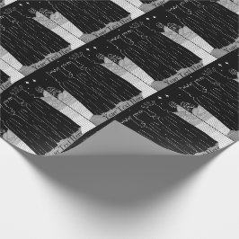Papel De Presente Arte preto e branco da estrela de três chrismas