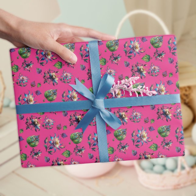 Papel De Presente Arte Rosa Nouveau Flores De Vidro Manchadas (Criador carregado)