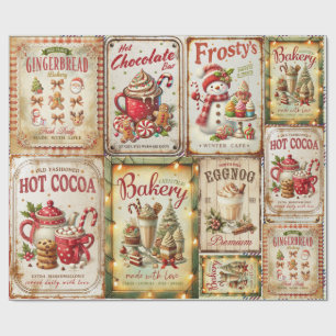 Papel De Presente Arte rústica fofa Padrão de colagem Natal