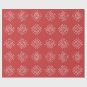 Papel De Presente Arte sazonal do bordado de natal vermelho