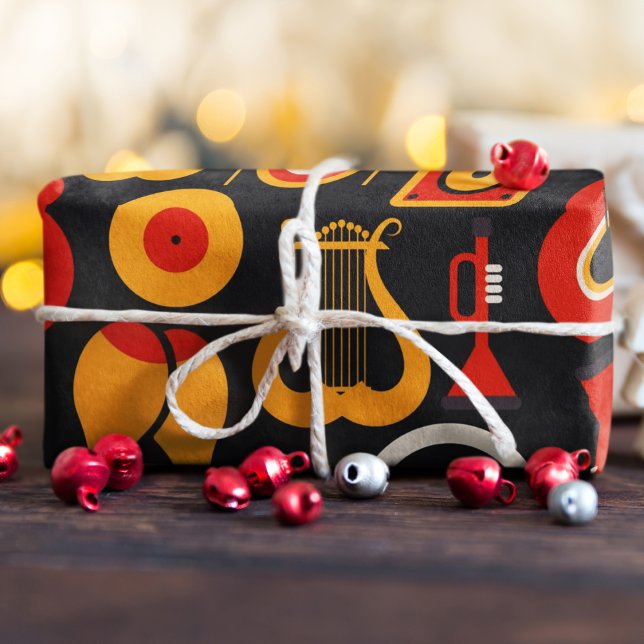 Papel De Presente Arte sobre instrumentos musicais (music instrument birthday packing gift wrap,gift wrapping paper,return gift wrap paper,paper gift)