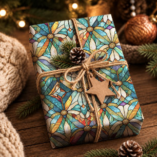 Papel De Presente Arte Vibrante e Elegante de Vidro Pintado em Tons