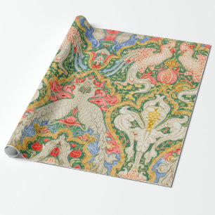 Papel De Presente Arte Vintage de Cacatua e Pavão de Walter Crane