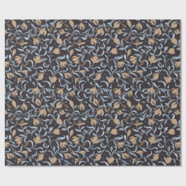 Papel De Presente Artes e Artesanatos Florais ouros